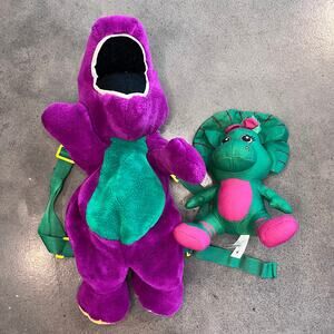 90s Vintage Barney Friends Backpack Baby Bop plush bundle dinosaur